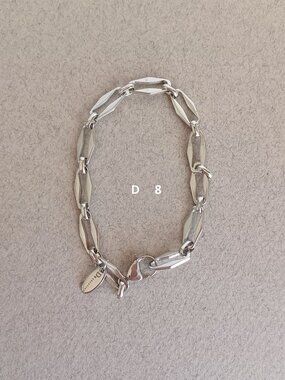 New Men's Stainless Steel Quality Polished silver Chic Flat Link Chain Bracelet